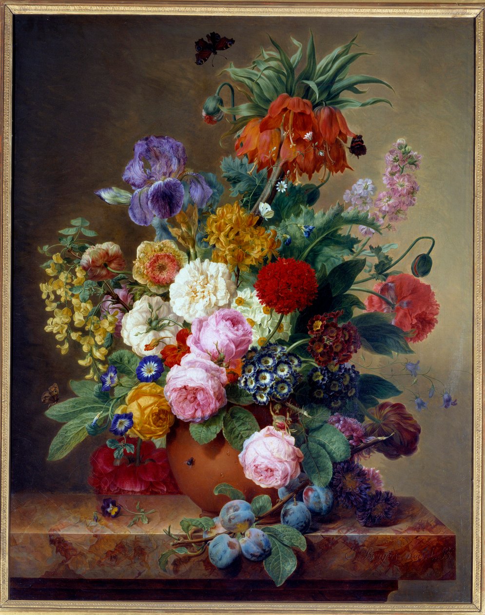 Flowers on a Marble Table by Elise Bruyere