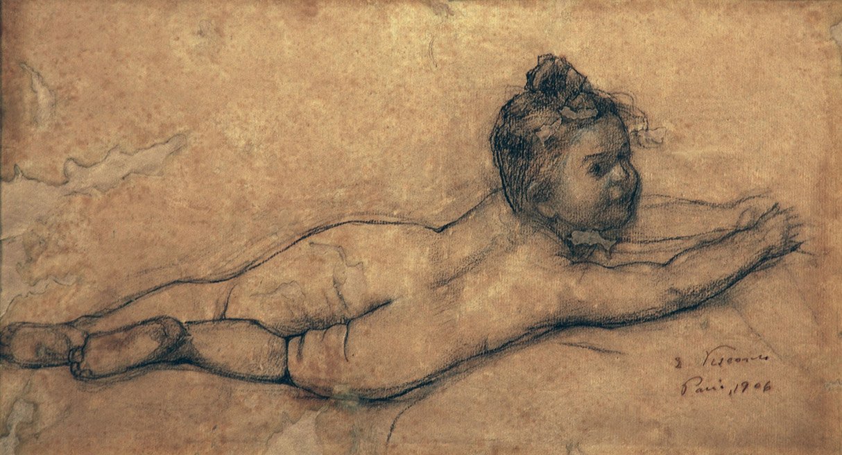 Laying Angel - Study for the First Proscenium of the Municipal Theater of Rio de Janeiro by Eliseu Visconti