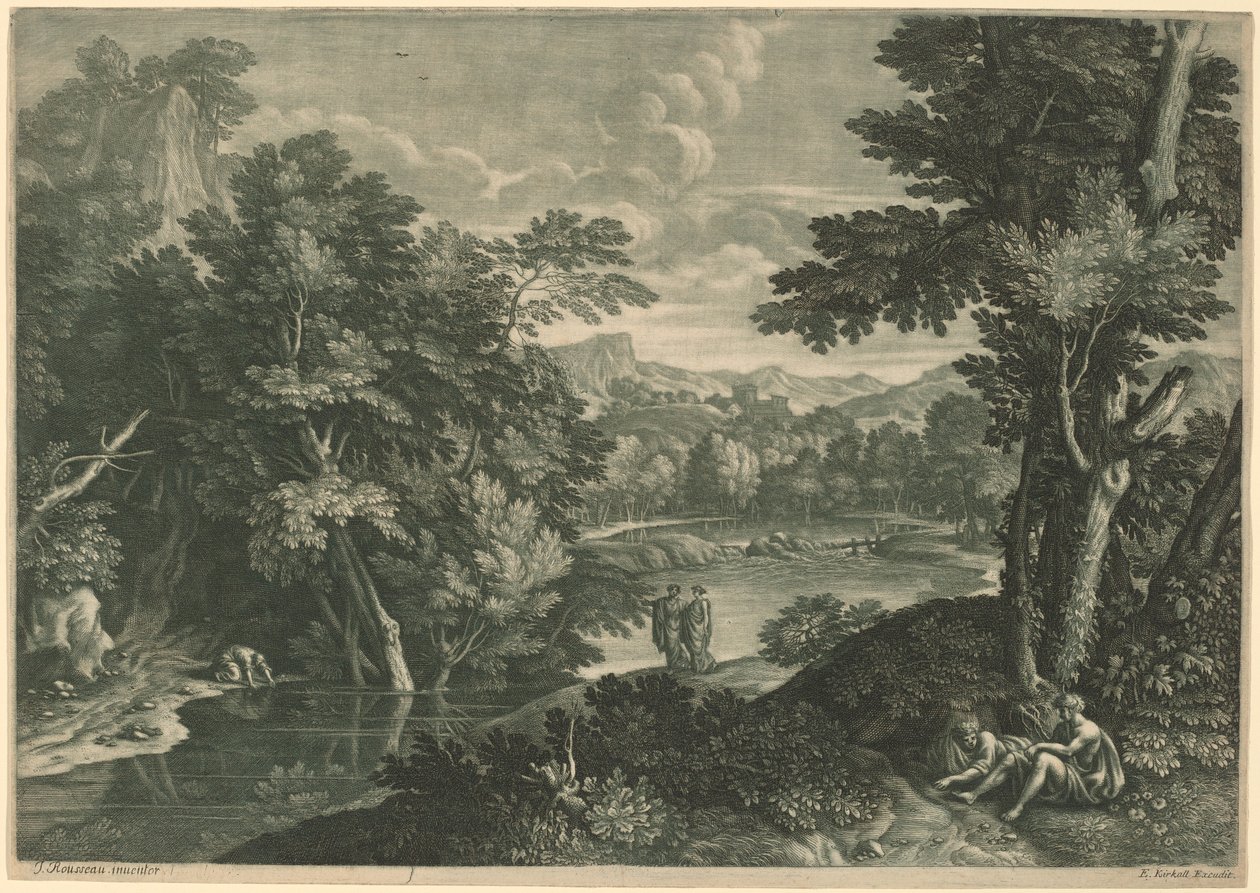Landscape by Elisha Kirkall, after Jacques Rousseau
