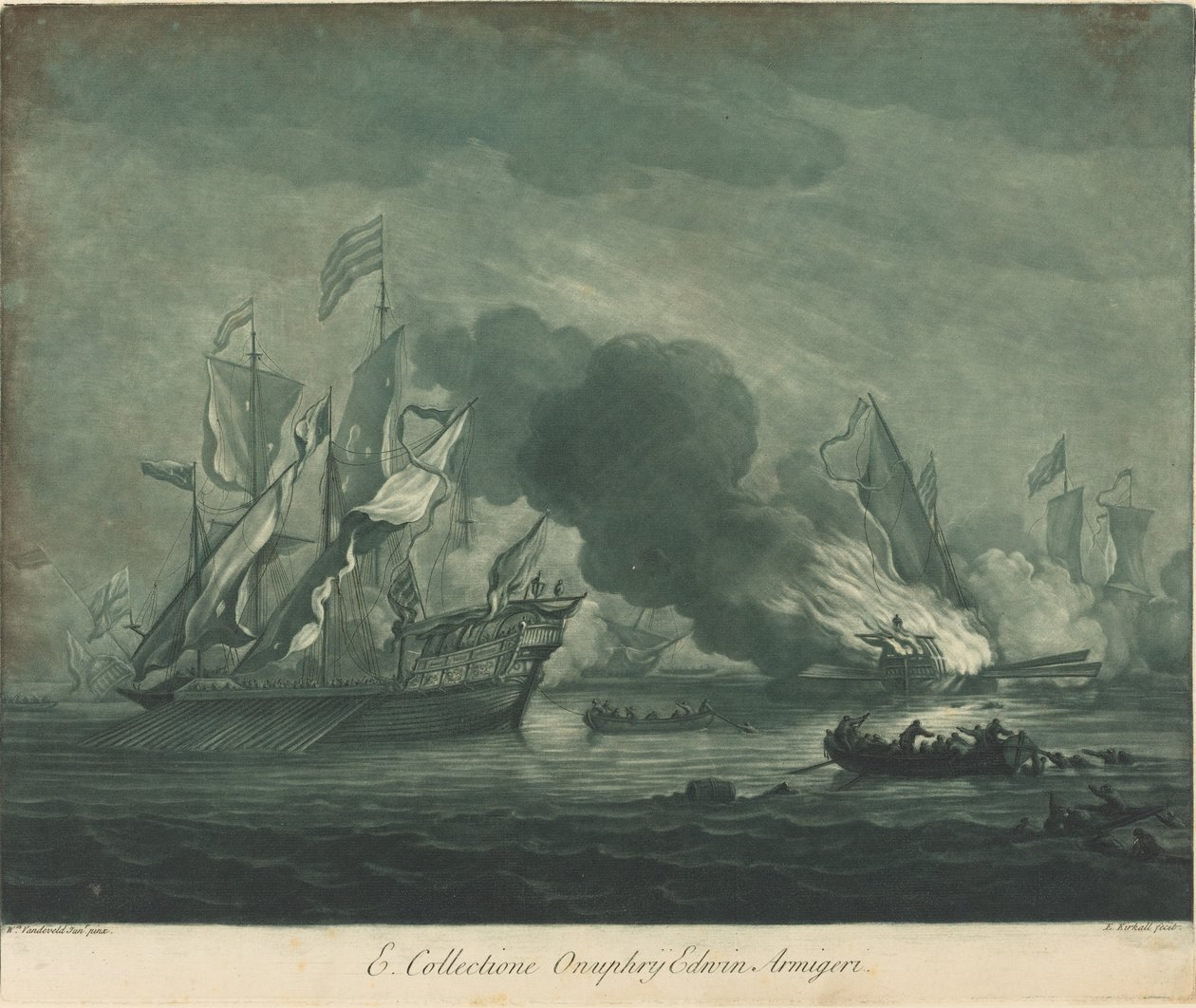 Shipping Scene from the Collection of Onuphrij Edwin by Elisha Kirkall after Willem van de Velde the Elder