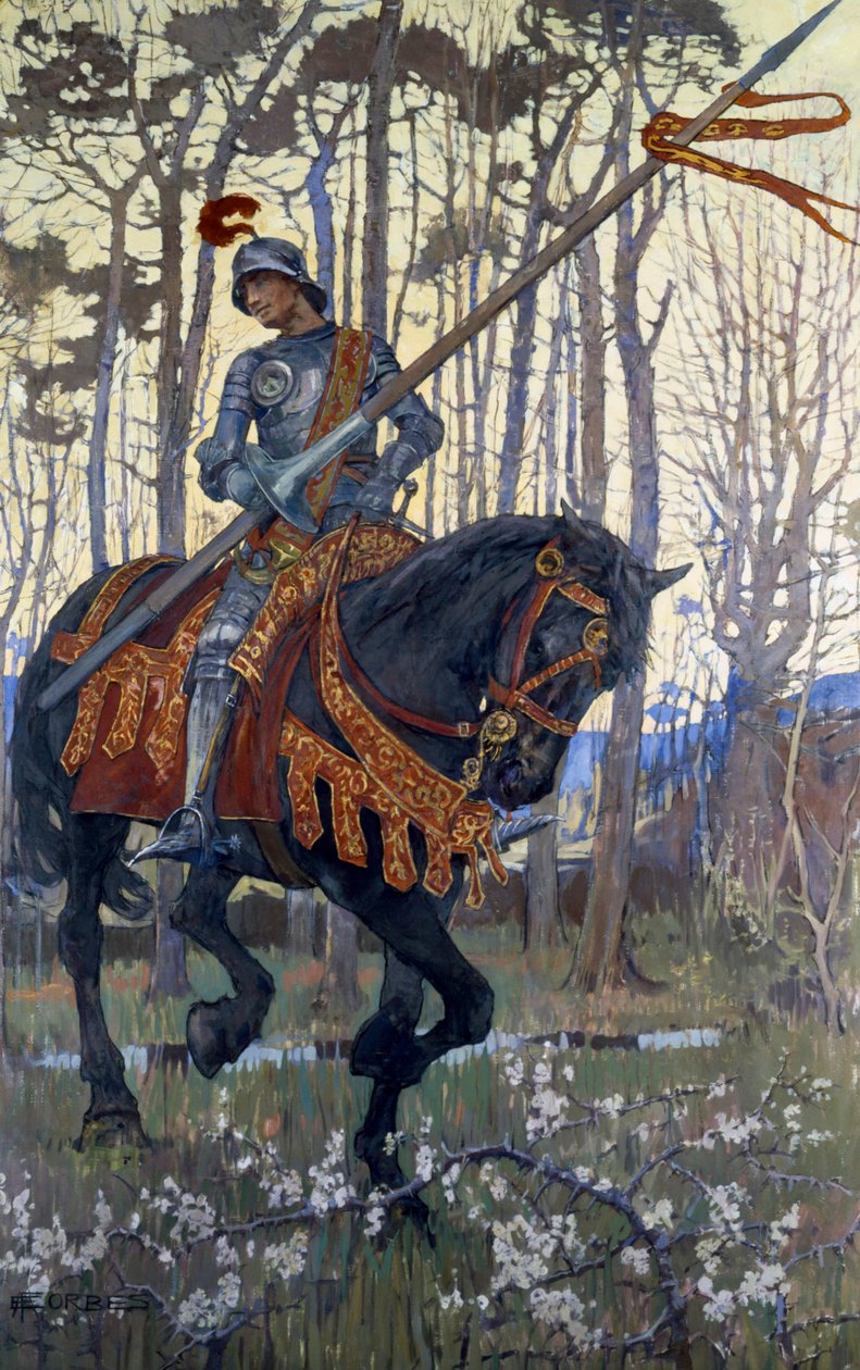 A Knight in Armour Travels through the Forest, Illustration from 
