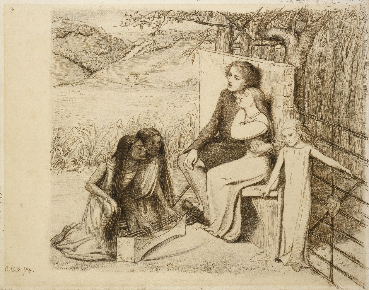 Two Lovers, 1854 by Elizabeth Eleanor Siddal