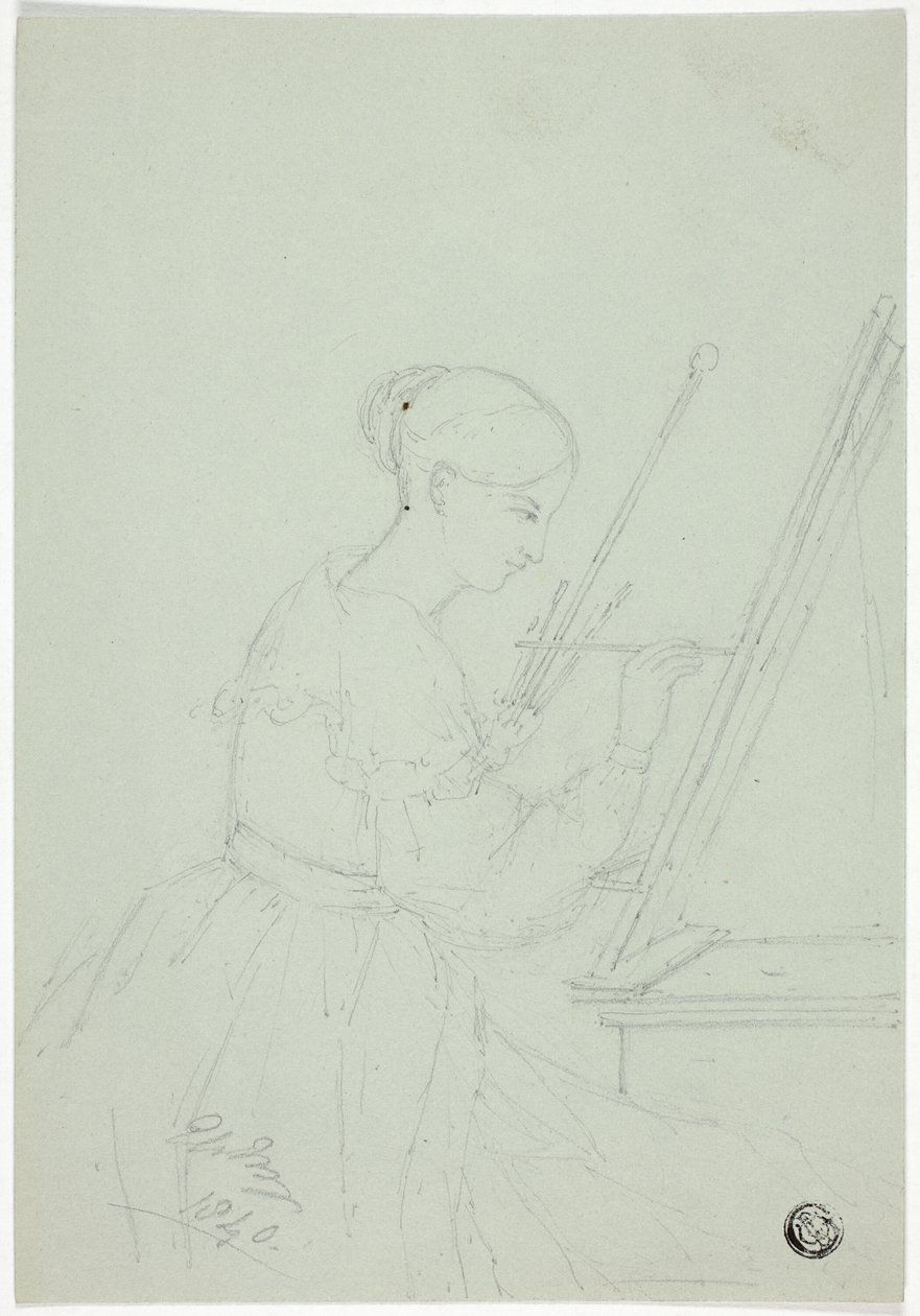 Young Woman Painting (possibly a Self Portrait) by Elizabeth Murray