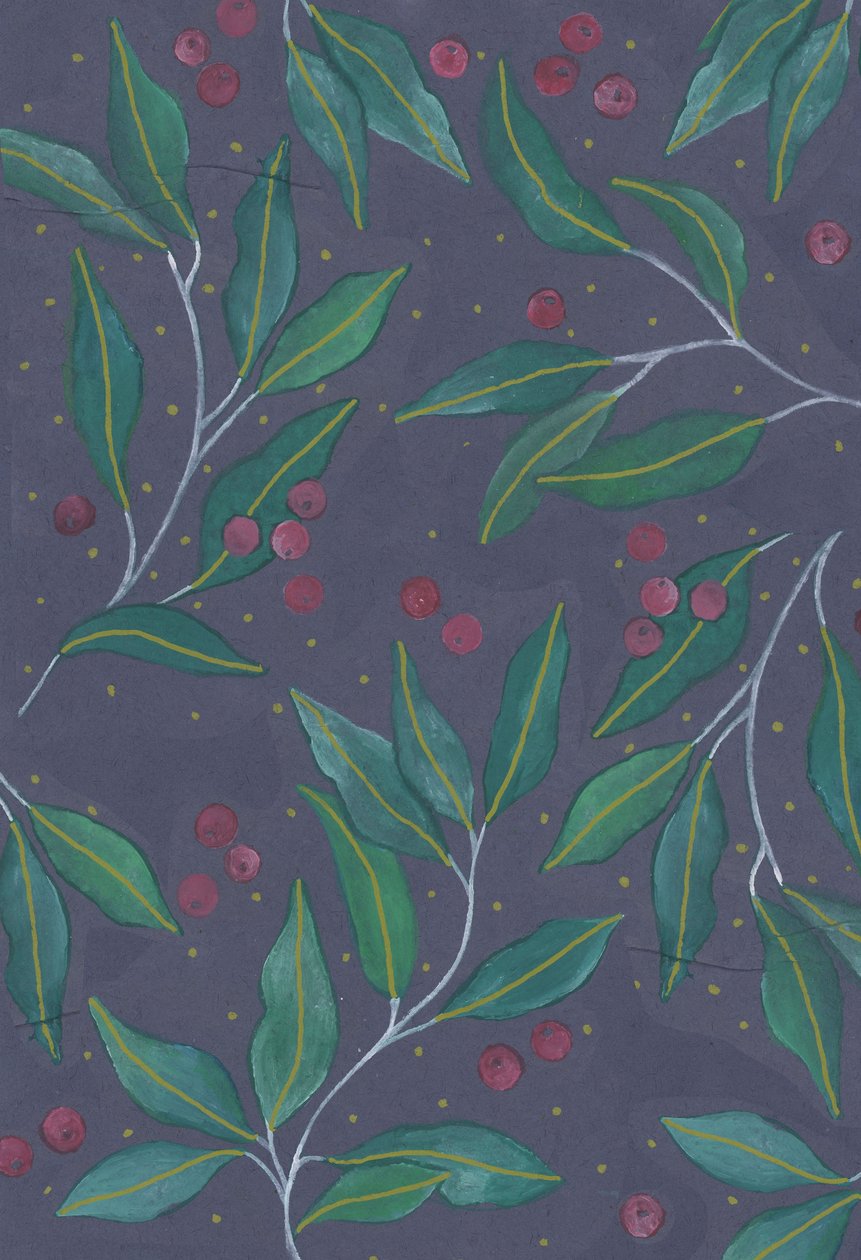 Green Leaves with Berries, 2017 by Elizabeth Rider