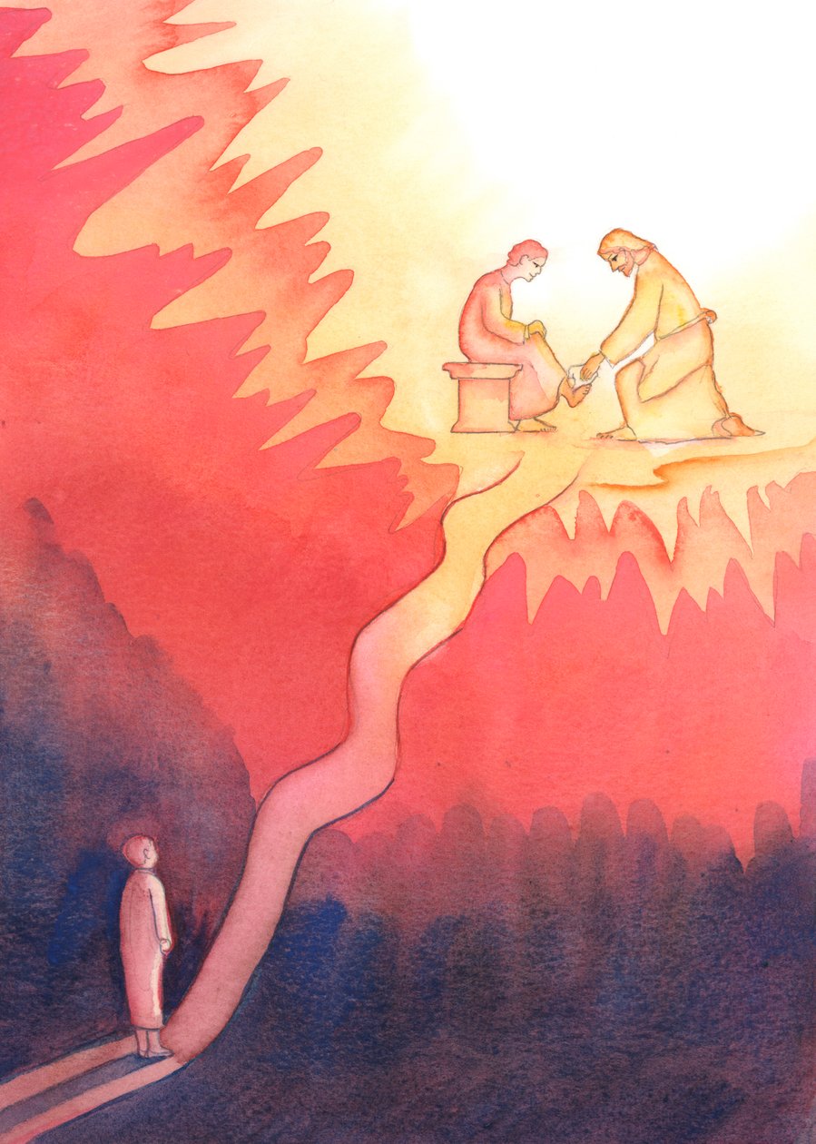 A person who, for love of God, loves and serves her neighbour, walks a hard road towards Heaven, with steep climbs by Elizabeth Wang