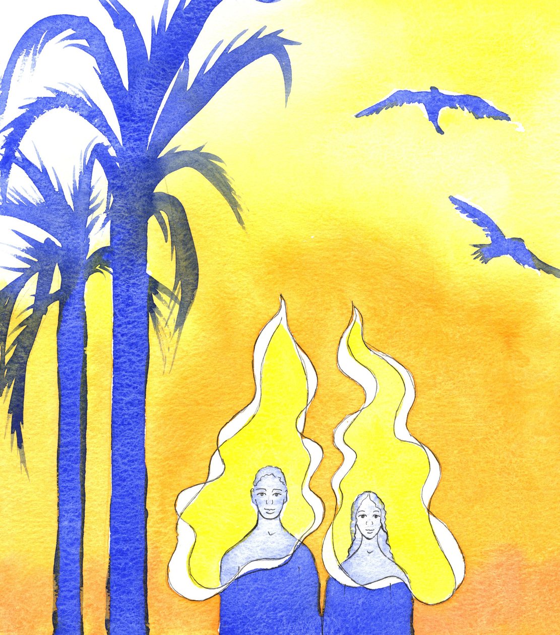 Adam and Eve in the Garden of Eden by Elizabeth Wang