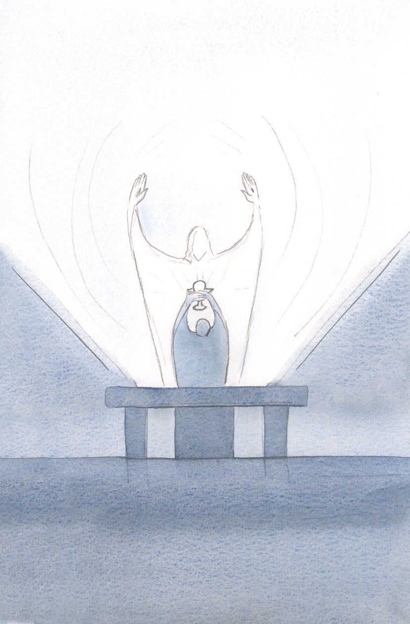 At the offering, Christ pleaded on our behalf, arms out-stretched to the Father by Elizabeth Wang