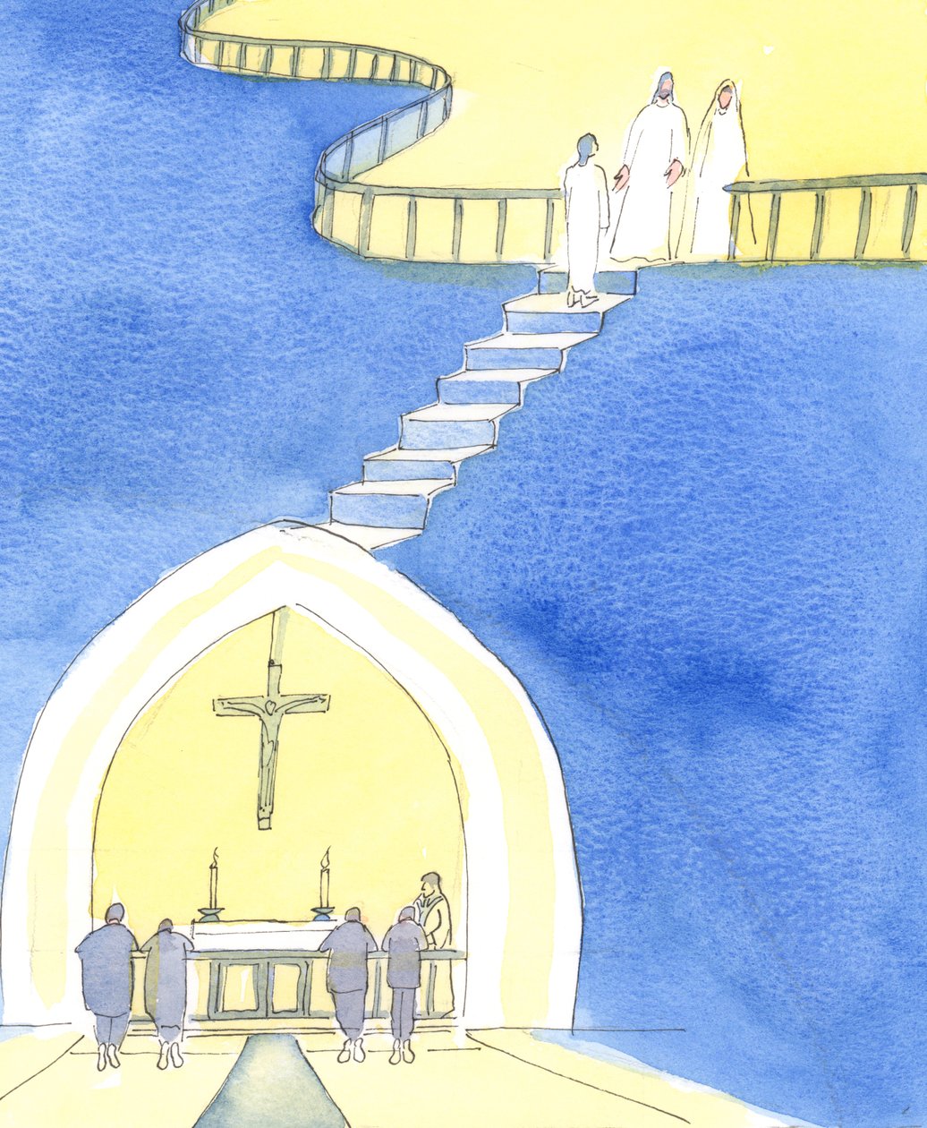 Christ invites us to appear at the altar rail, to receive Holy Communion; and at the end of life to appear at the rail at the edge of Heaven, made holy and ready to enter by Elizabeth Wang
