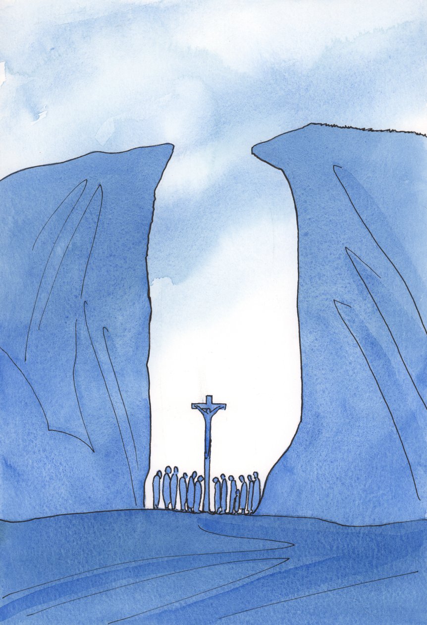 However small, isolated, or persecuted our community may be, Christ is amongst us at Mass, as if in a chasm by Elizabeth Wang
