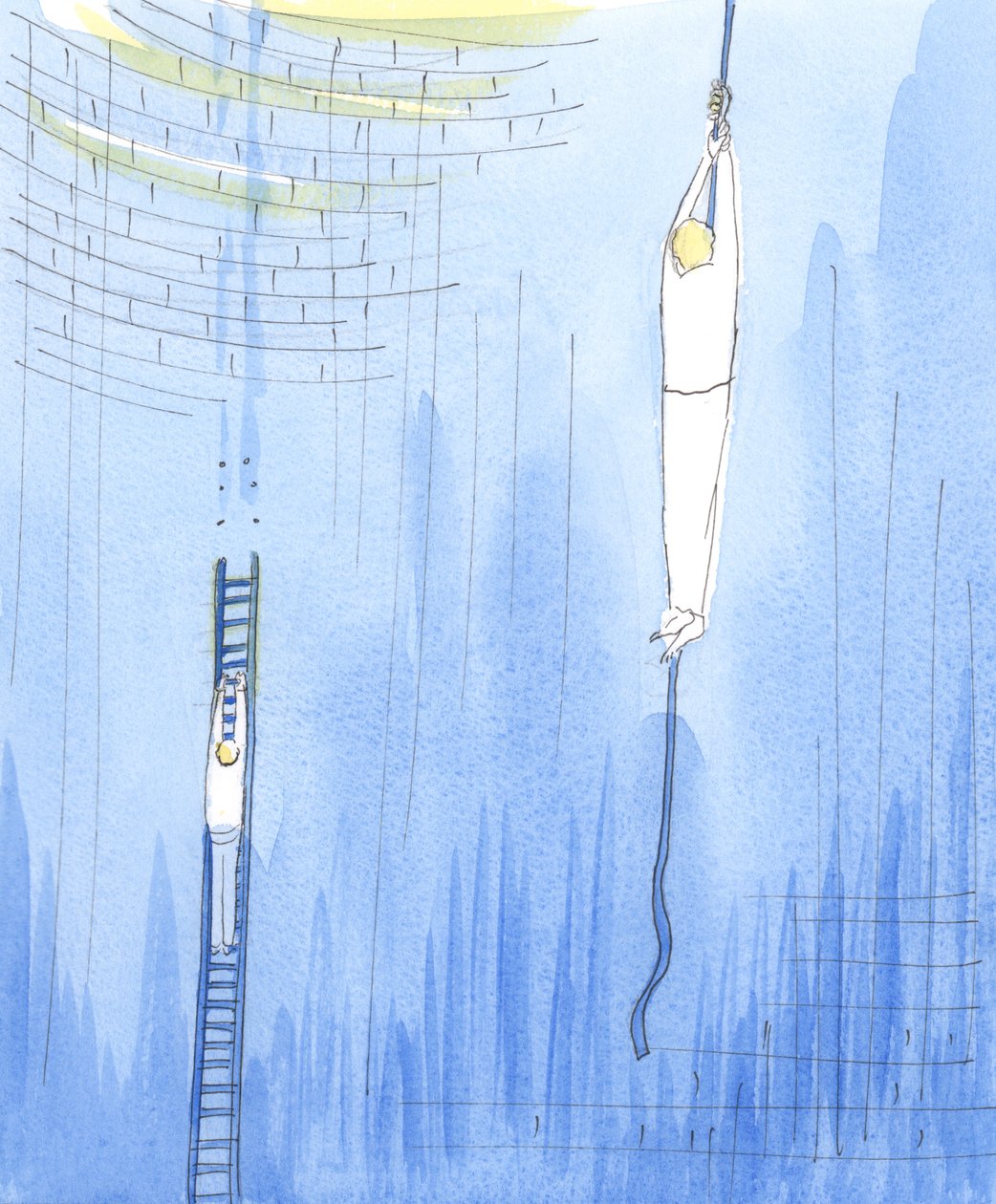 In intercession, it is as if God allows one person to descend on a rope to rescue another person who is stranded in a deep shaft underground by Elizabeth Wang