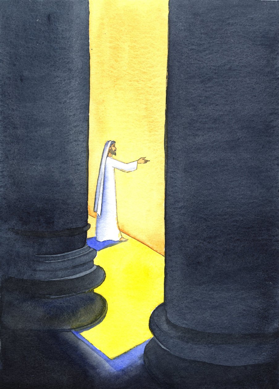 Jesus Christ preached in the Temple, and the crowds hung on to His words, 2001 by Elizabeth Wang