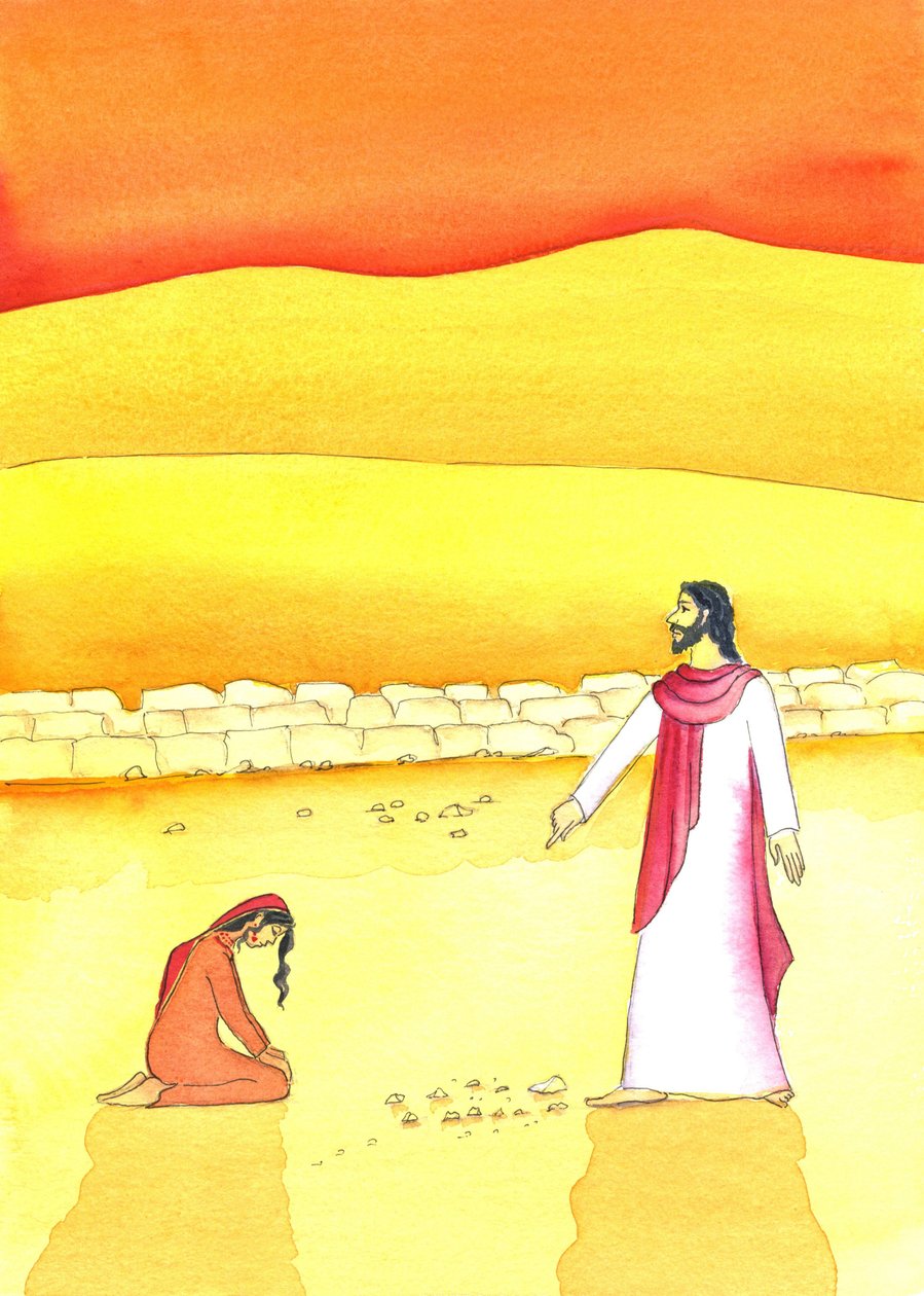 Jesus forgives the woman caught in adultery, 2006 by Elizabeth Wang