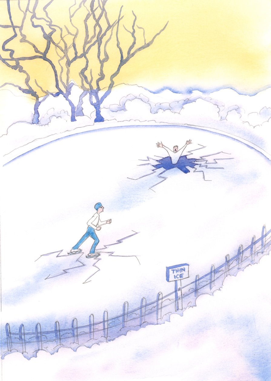 Just as a person who deliberately skates on thin ice is bound to fall through it, so people who willfully ignore God