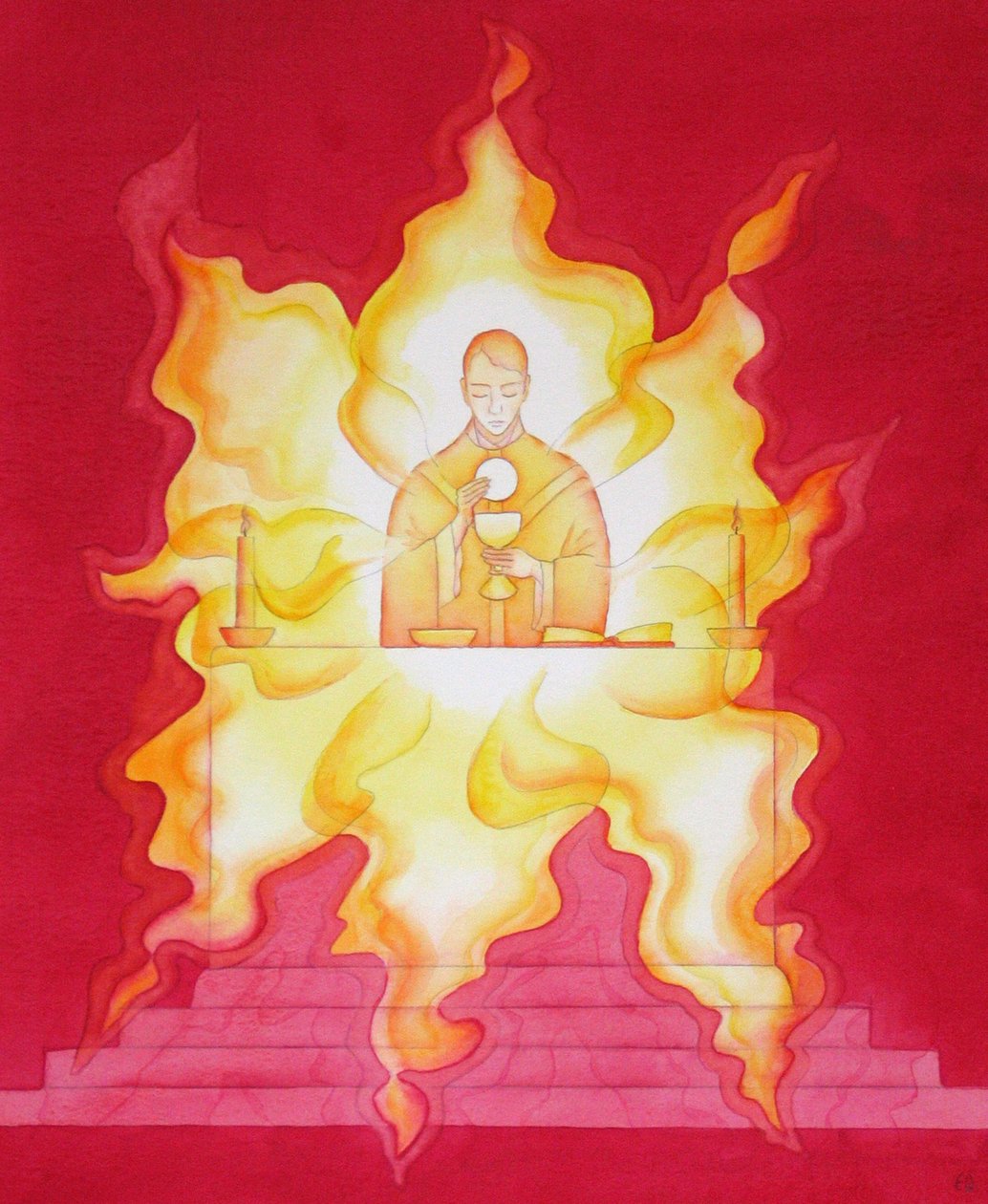 The Presence of Jesus in the Eucharist is like a blazing fire of glory by Elizabeth Wang