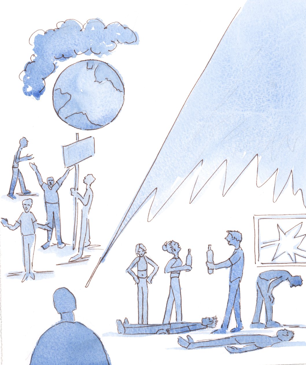 There are many dangers to earthly life, such as pollution and famine by Elizabeth Wang