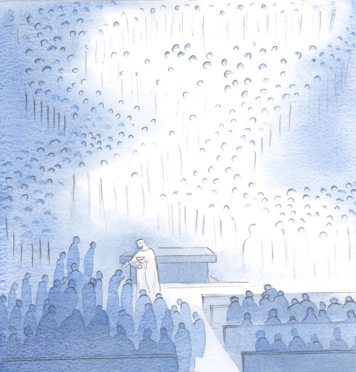 What peace is given by Christ, in Communion, with the great company of the angels and saints gathered here in joy by Elizabeth Wang