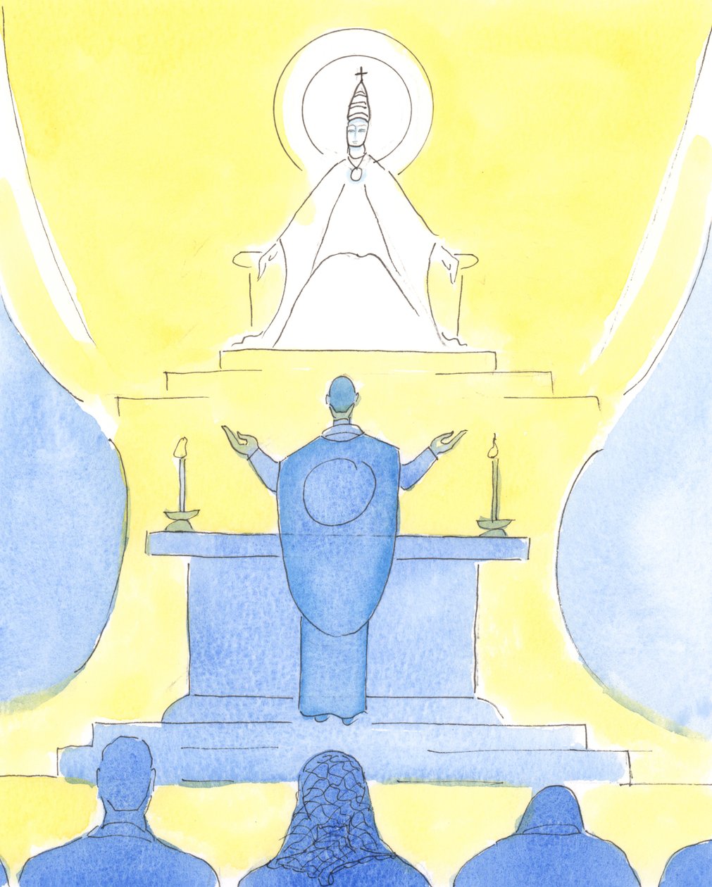 When priest and people all face in the same direction at Mass, they are all looking together, towards the Father, to praise Him through Christ by Elizabeth Wang
