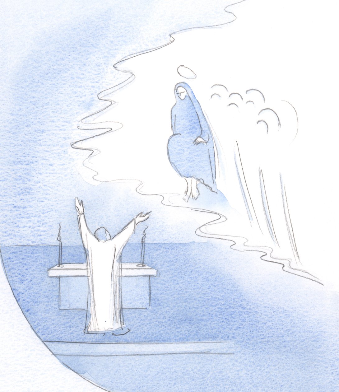 With what joy does Christ (at the Altar) praise His Mother, in admiration of Her person and her whole life