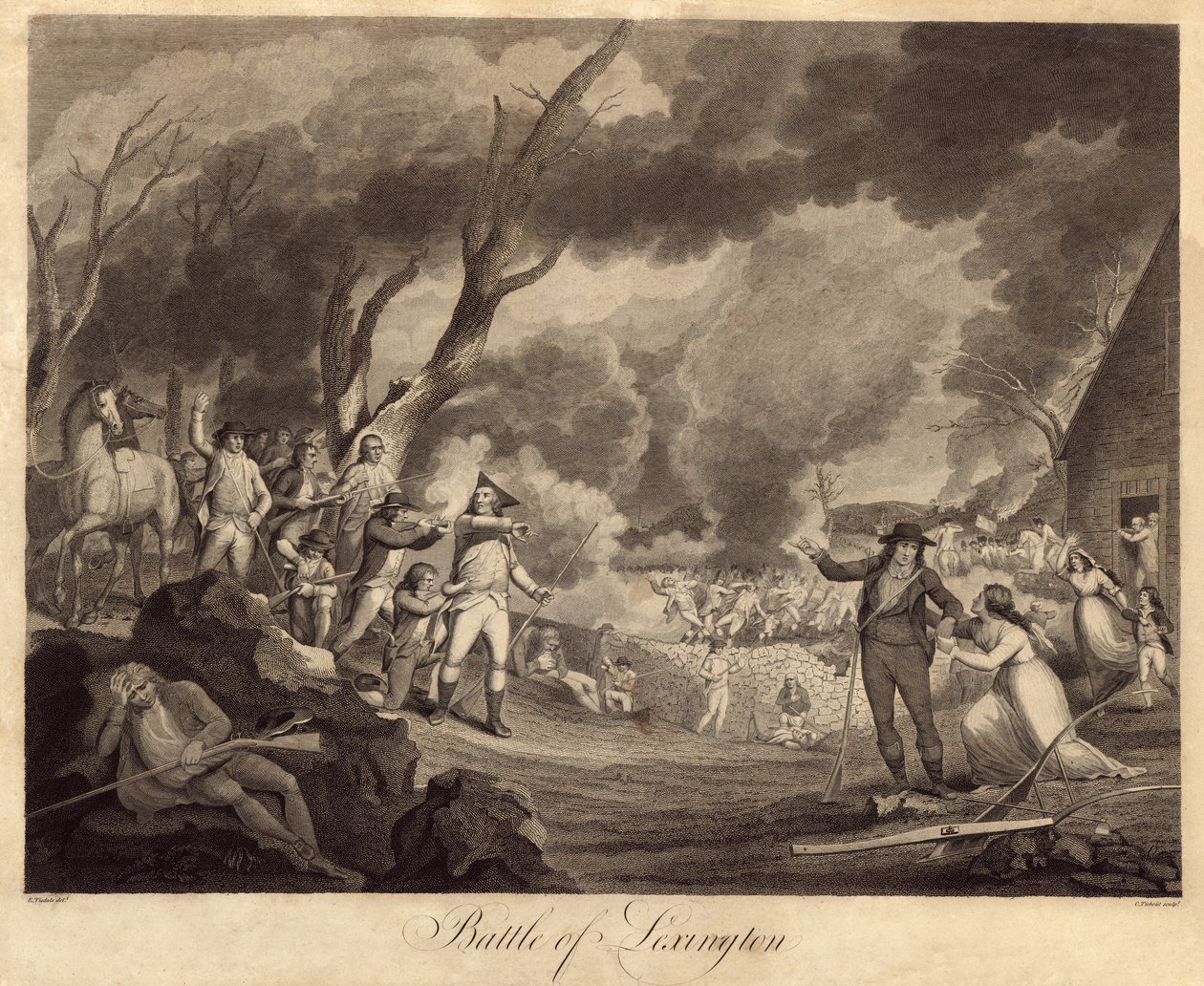 Battle of Lexington, engraved by Cornelius Tiebout by Elkanah Tisdale