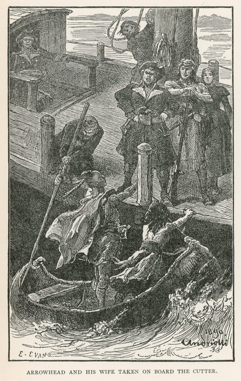 Arrowhead and His Wife Taken on Board the Cutter by Elviro Michael Andriolli