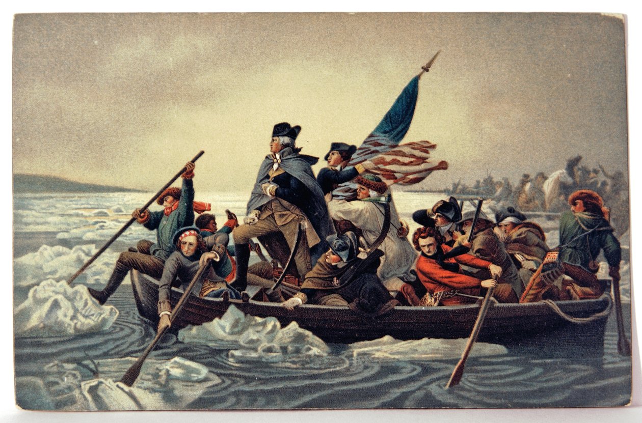 History. USA. George Washington cross the Delaware by Emanuel Gottlieb (after) Leutze