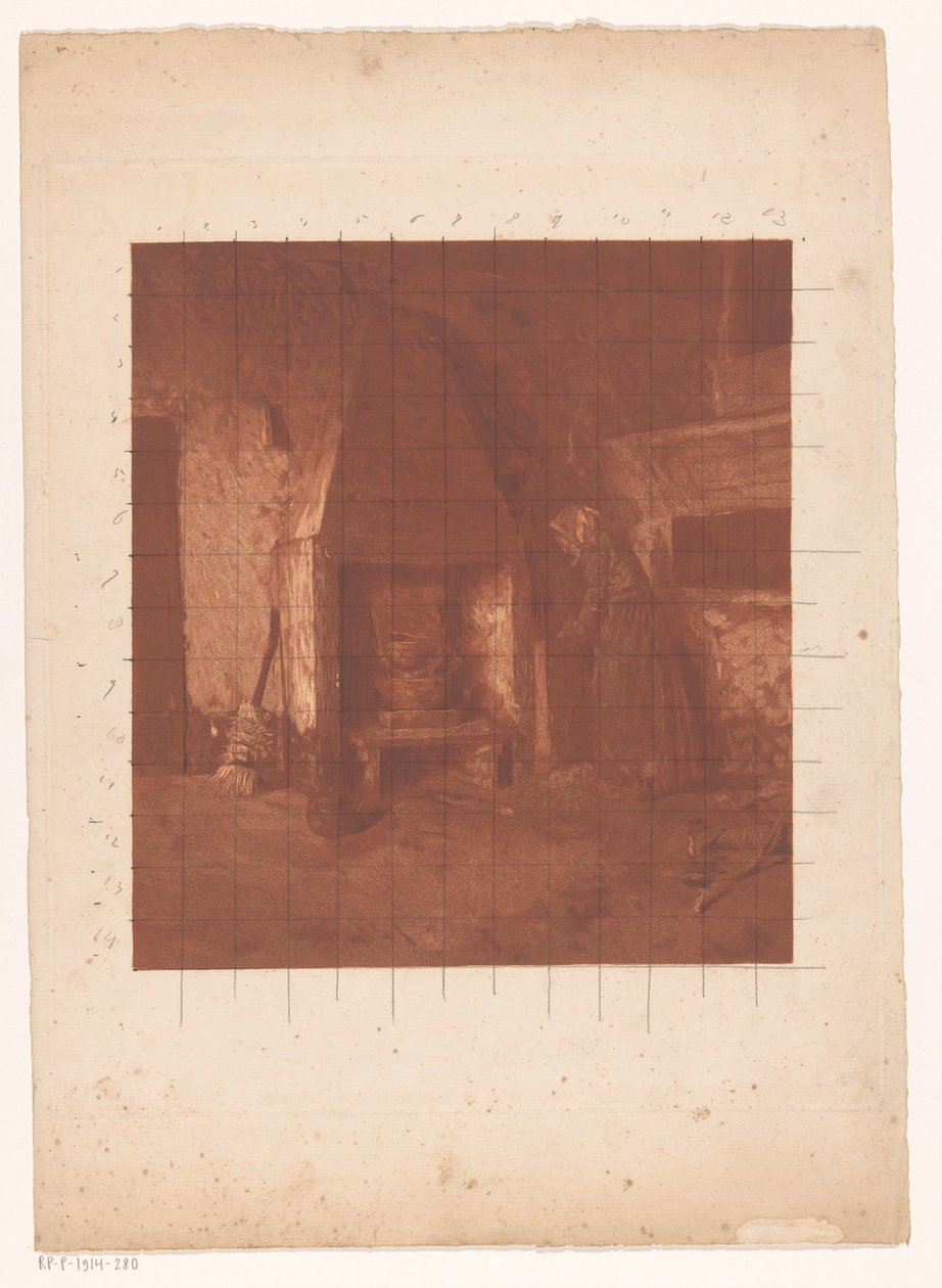 Peasant Woman Standing by a Hearth by Emanuel Samson van Beever