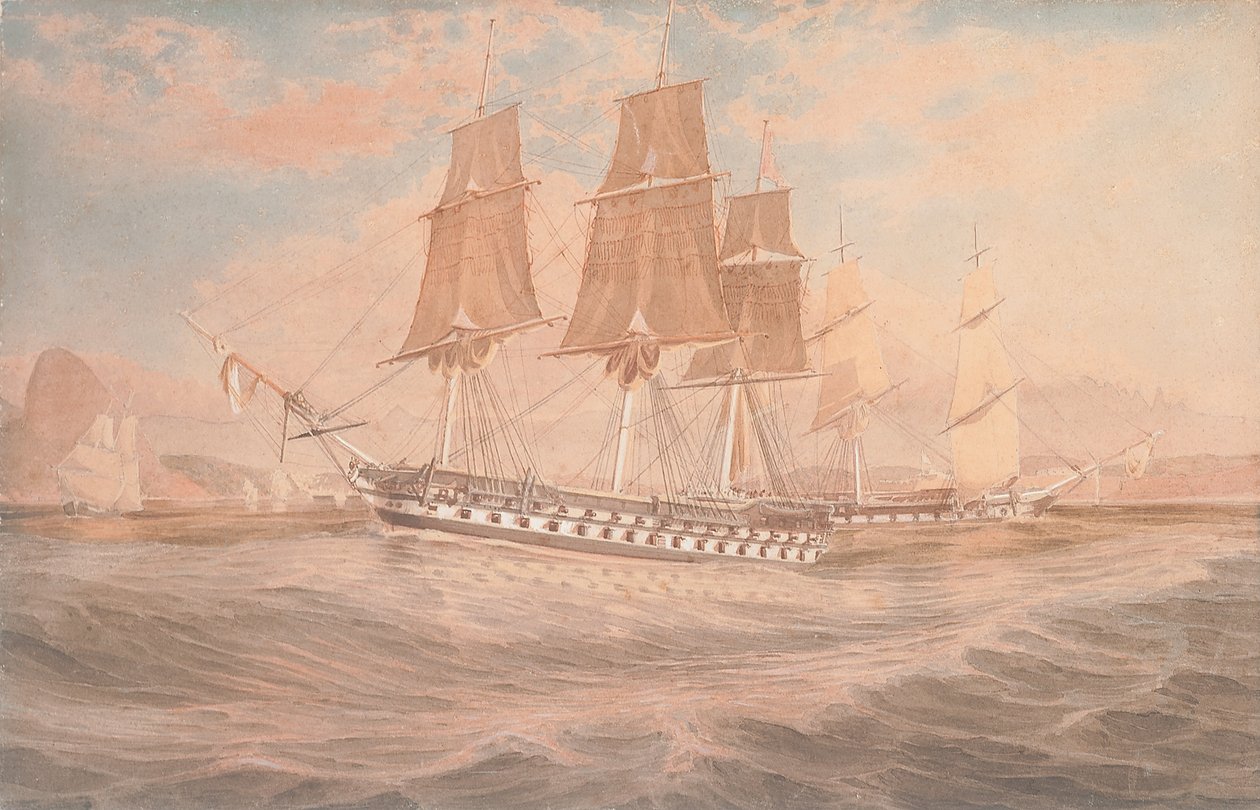 HMS Ganges, and Thetis off Rio de Janeiro by Emeric Essex Vidal