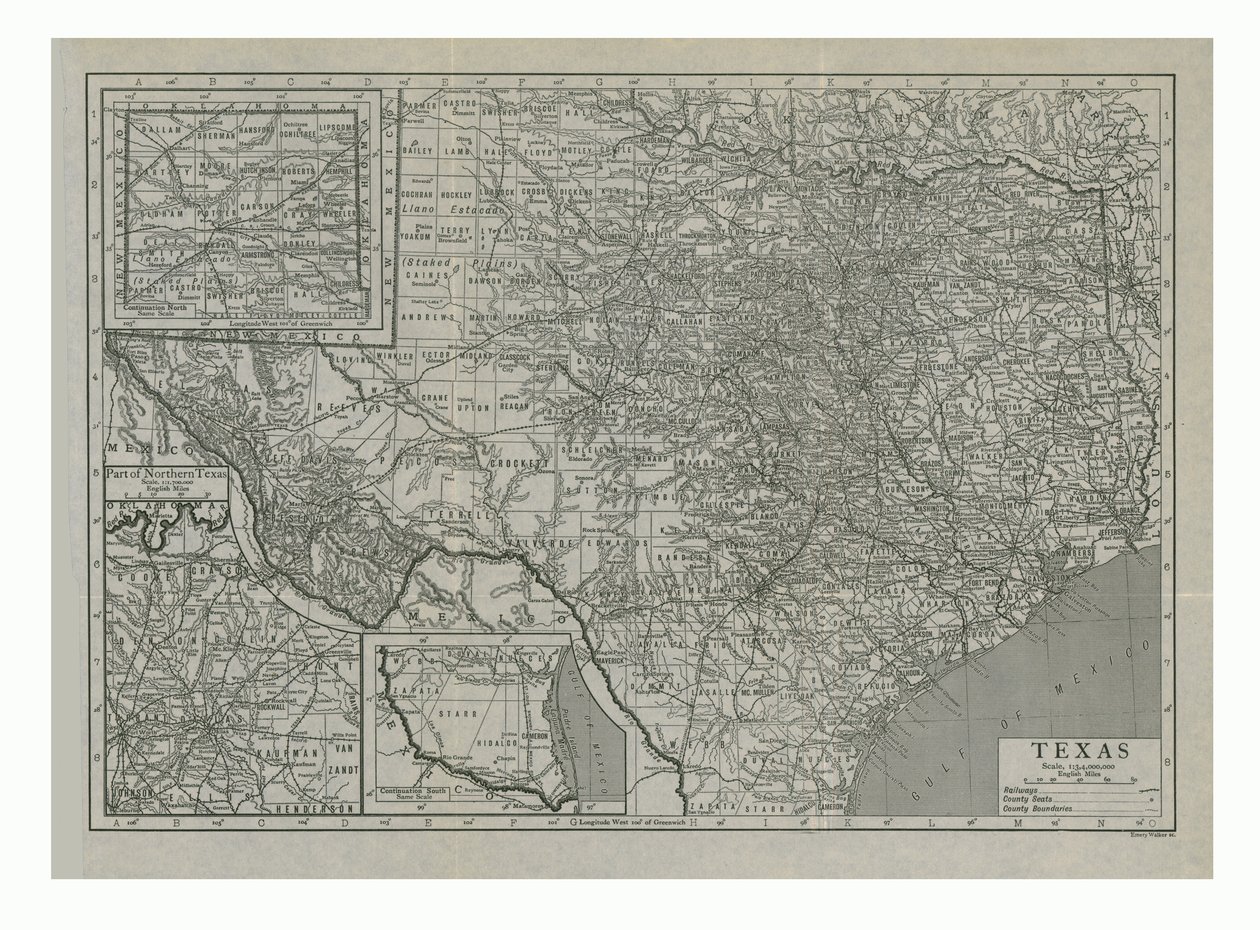 Map of Texas, USA by Emery Walker