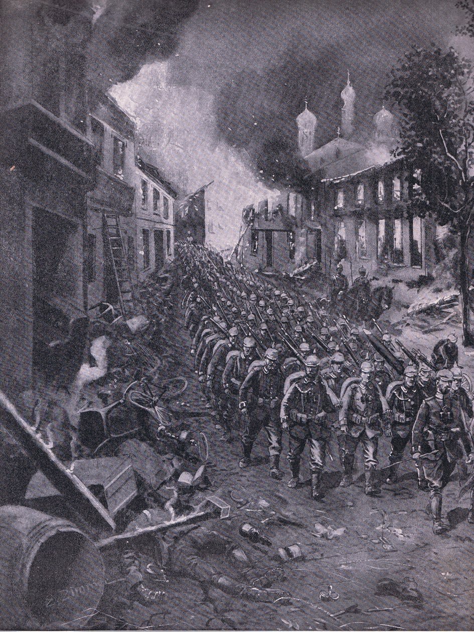 The invasion of Brest-Litowski by German troops, from The Illustrated History of the World War 1914-1915 pub. by Union Berlagsefellfchaft by Emil (after) Limmer