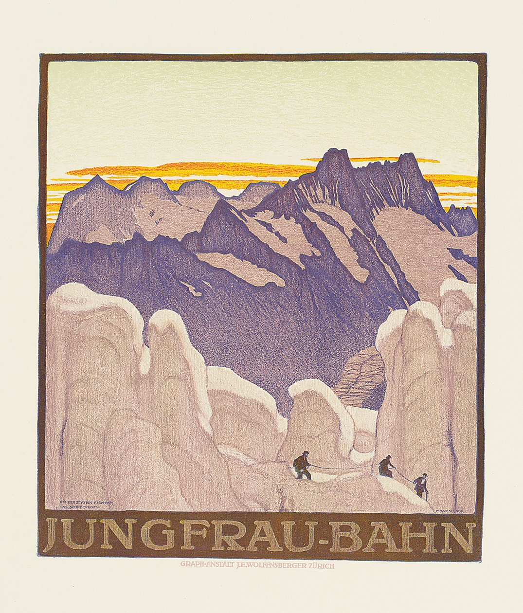 Jungfrau-Bahn, poster advertising the Jungfrau mountain railway by Emil Cardinaux