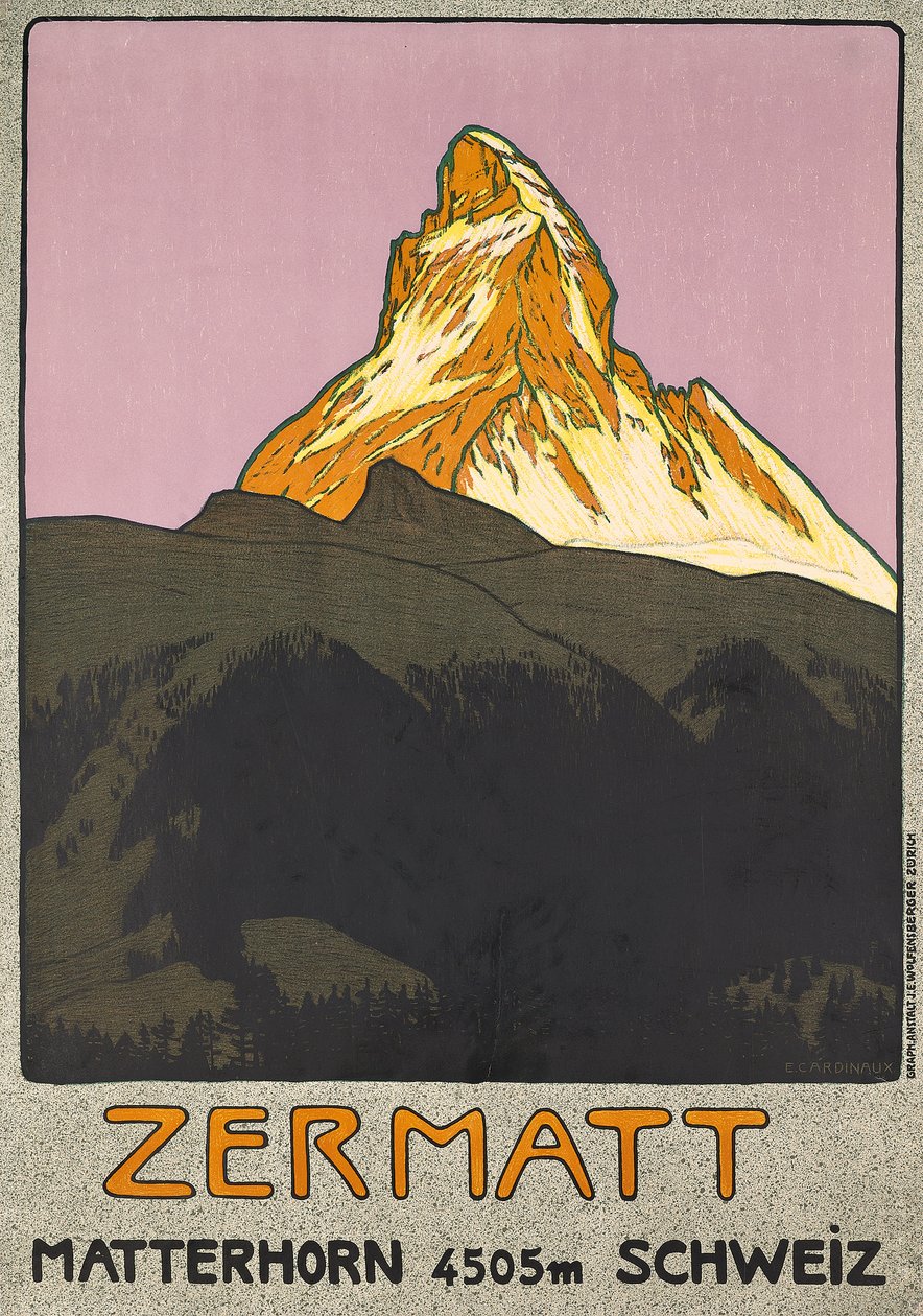 Poster advertising Zermatt, Switzerland by Emil Cardinaux