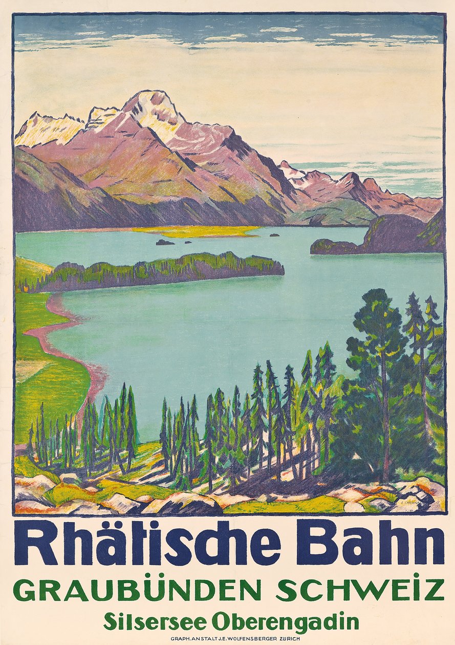 Poster advertising travel to Graubunden by the Swiss company 