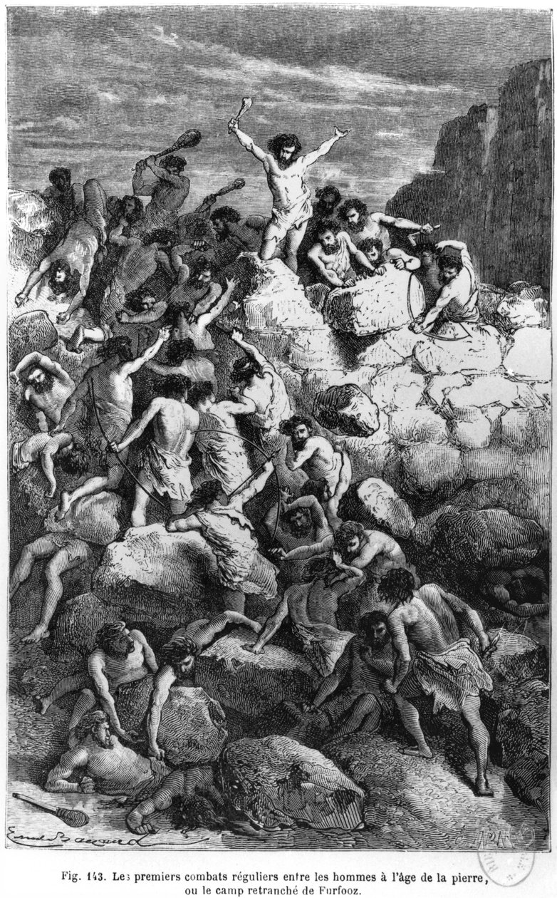 First Fights of the Stone Age, illustration from 