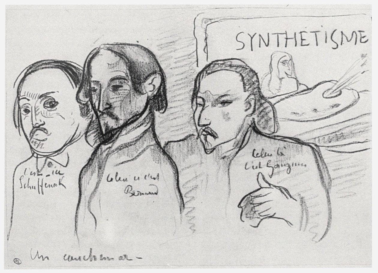 Portraits of Gauguin, Bernard and Schuffenecker by Emile Bernard