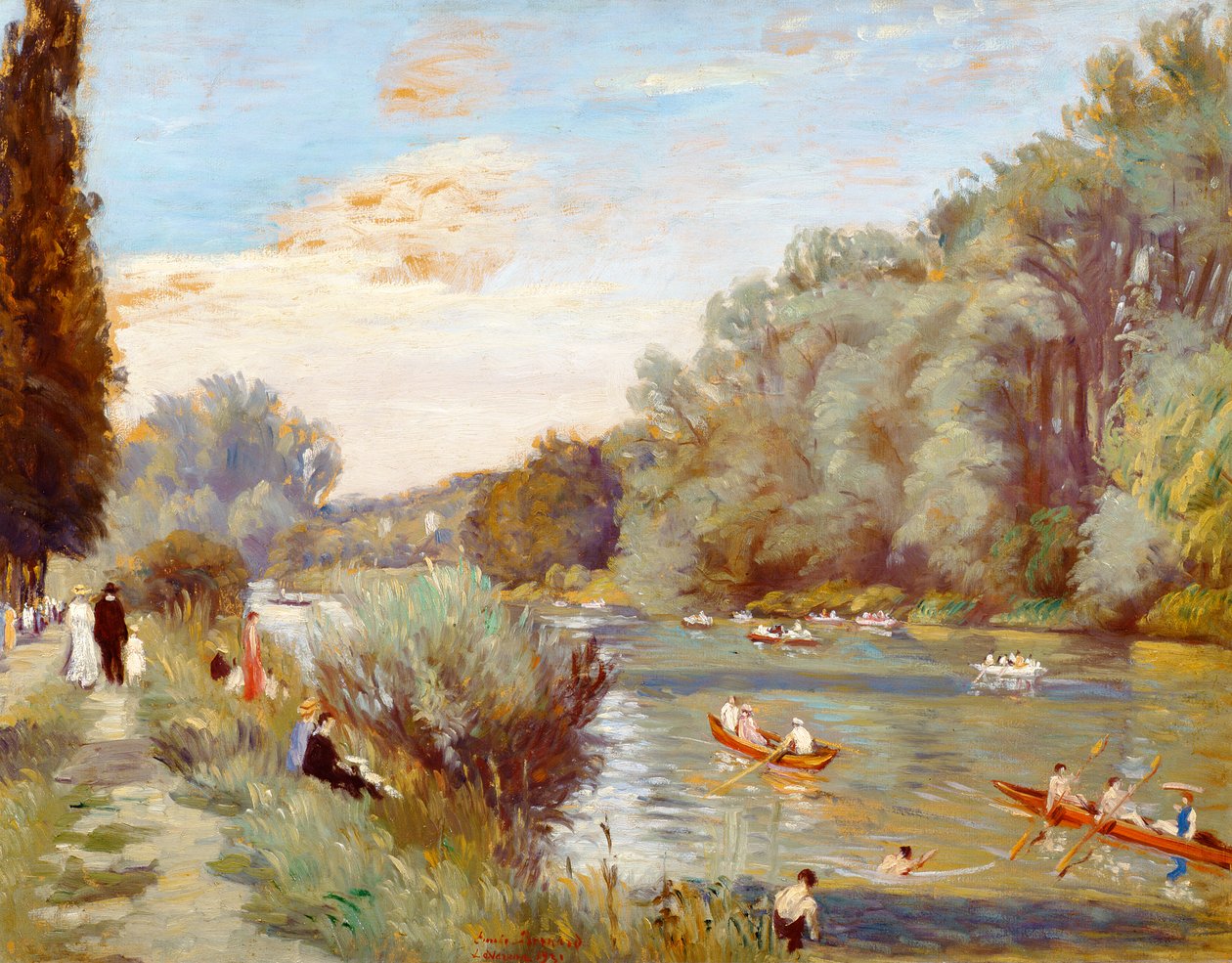 Rowing Boats on a River by Emile Bernard