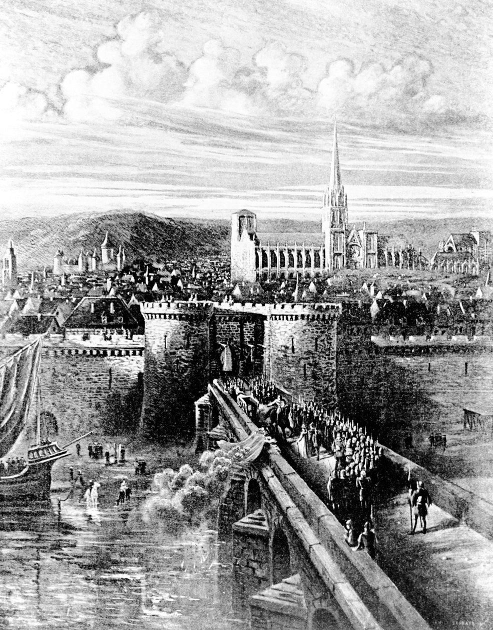 The ashes of Joan of Arc and the stake thrown into the Seine, from 