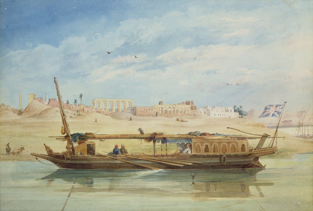 Kanga on the Nile at Luxor by Emile Prisse d
