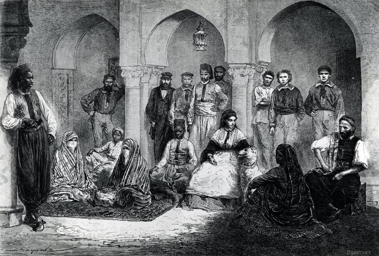 Miss Tinne with her House Staff, Algiers by Emile Antoine Bayard