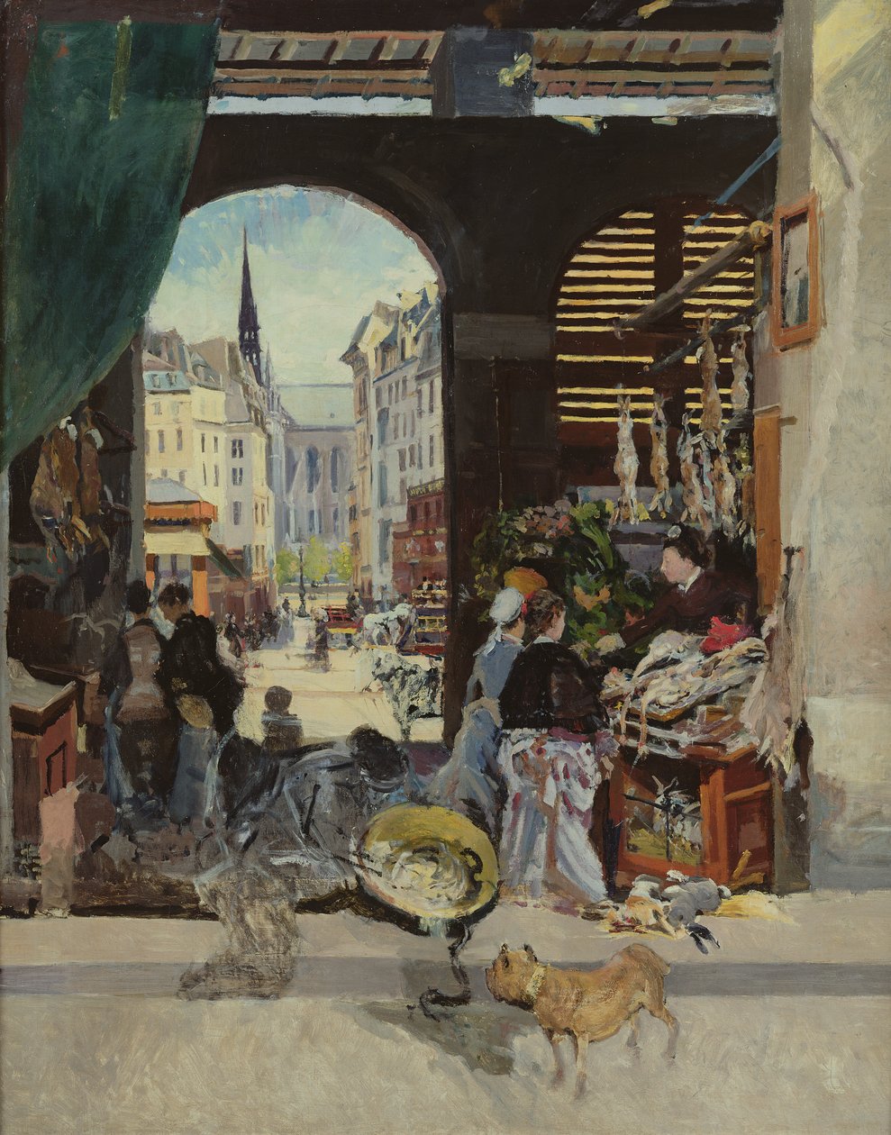 The Carmes Market, Rue Maubert by Emile Antoine Guillier