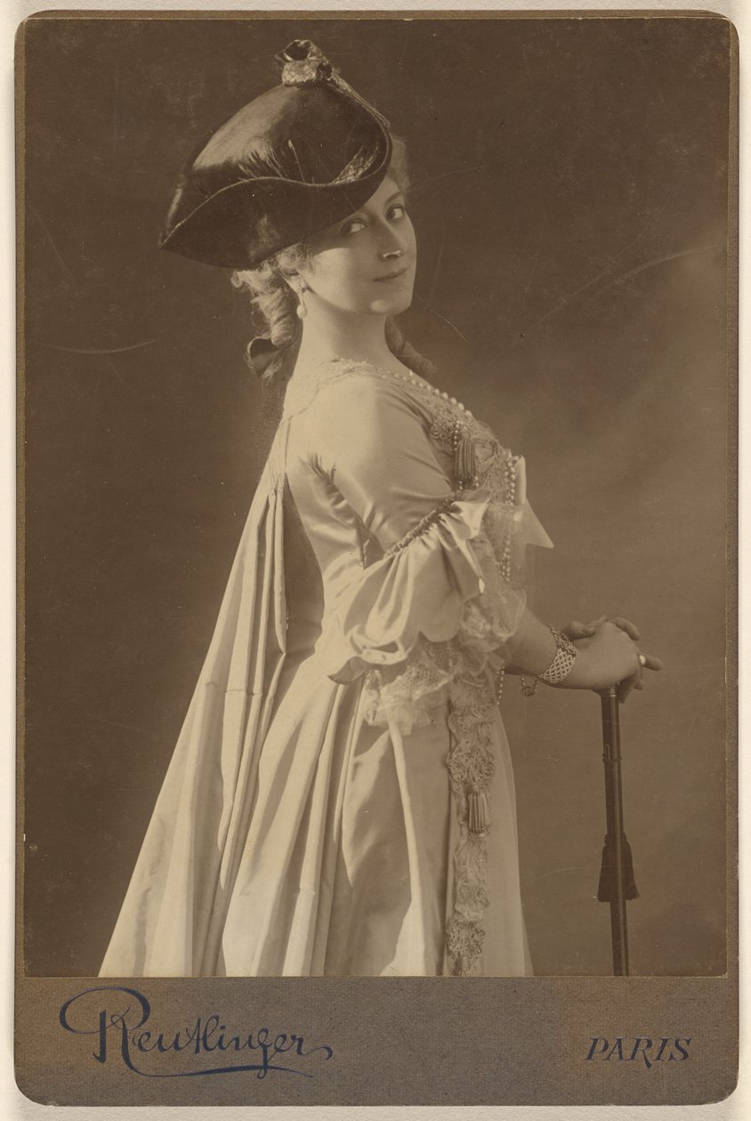 Unidentified Woman with Walking Stick by Emile Auguste Reutlinger
