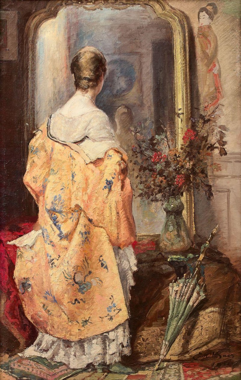 Young Woman Before a Mirror by Emile Baes