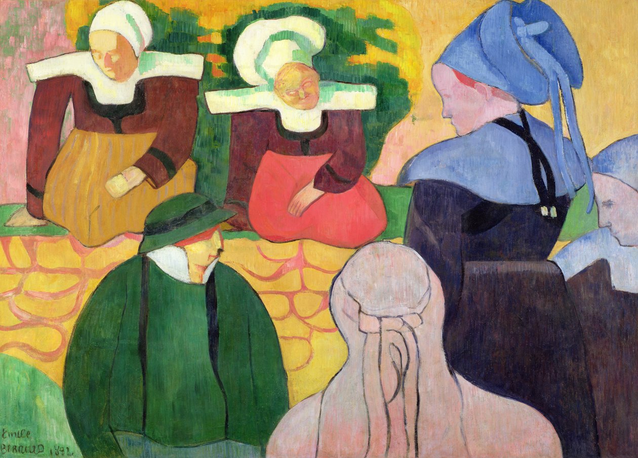 Breton Women on a Wall by Emile Bernard