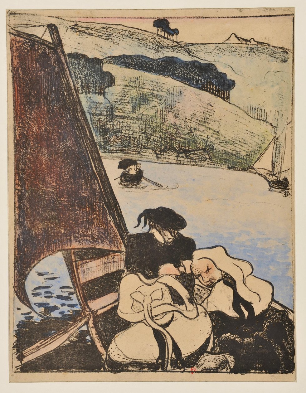 Bretons in a Boat on the Aven by Emile Bernard
