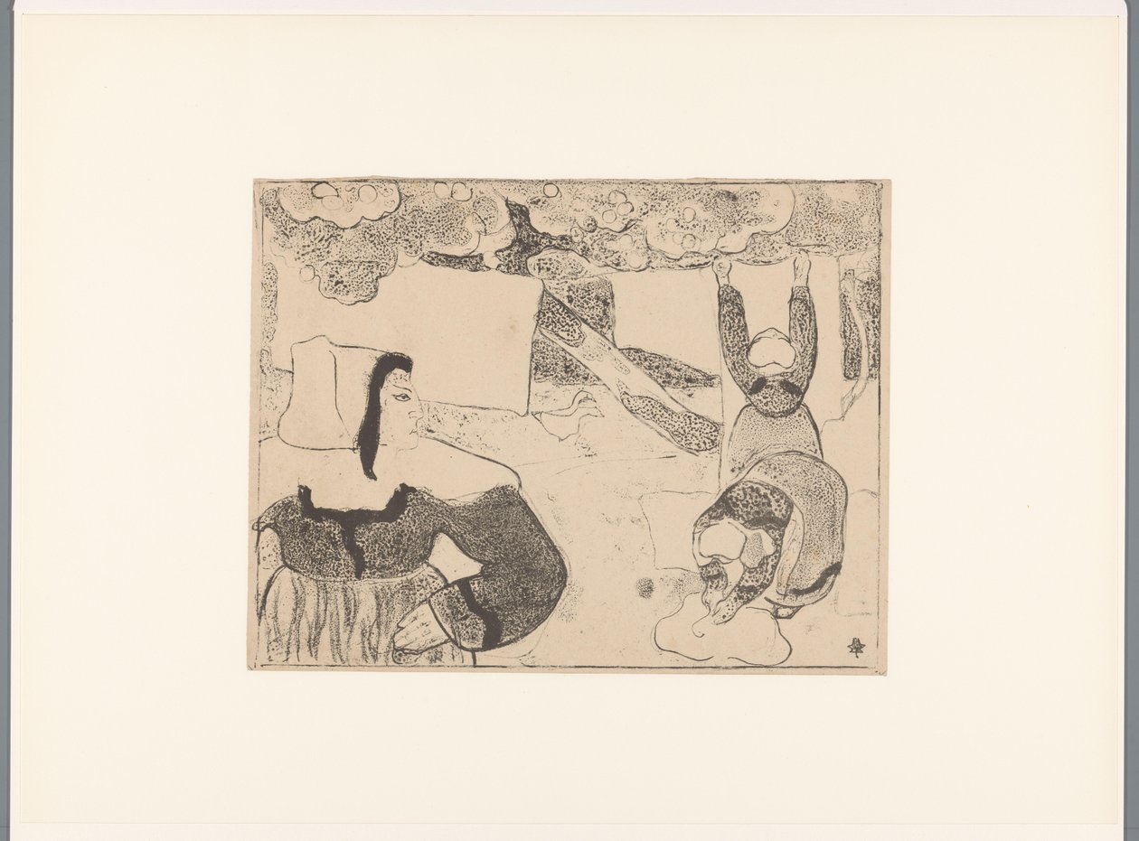 Three Breton Women Hanging Laundry, Breton Women by Emile Bernard