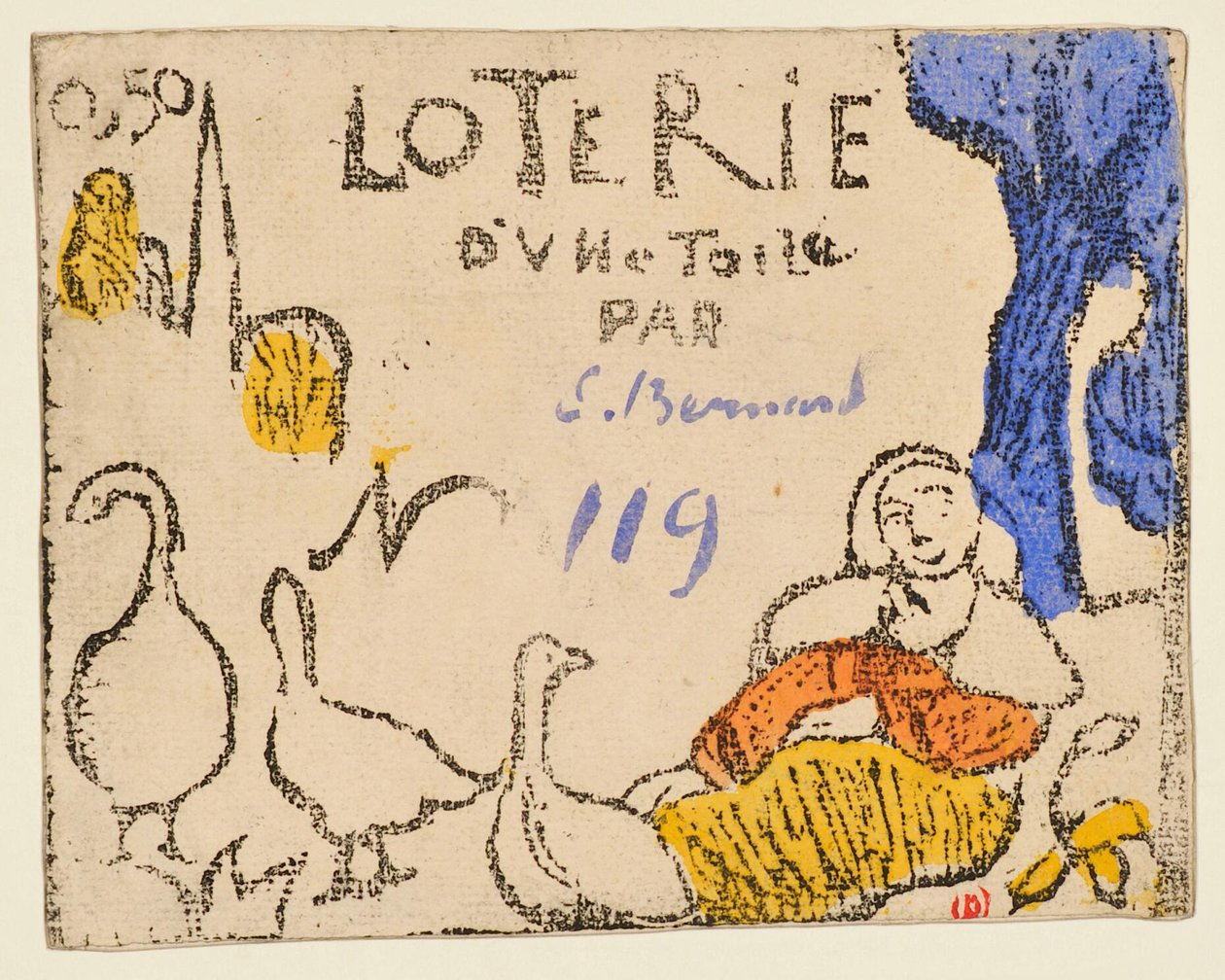 The Woman with Geese [Lottery Ticket] [Proof a] by Emile Bernard