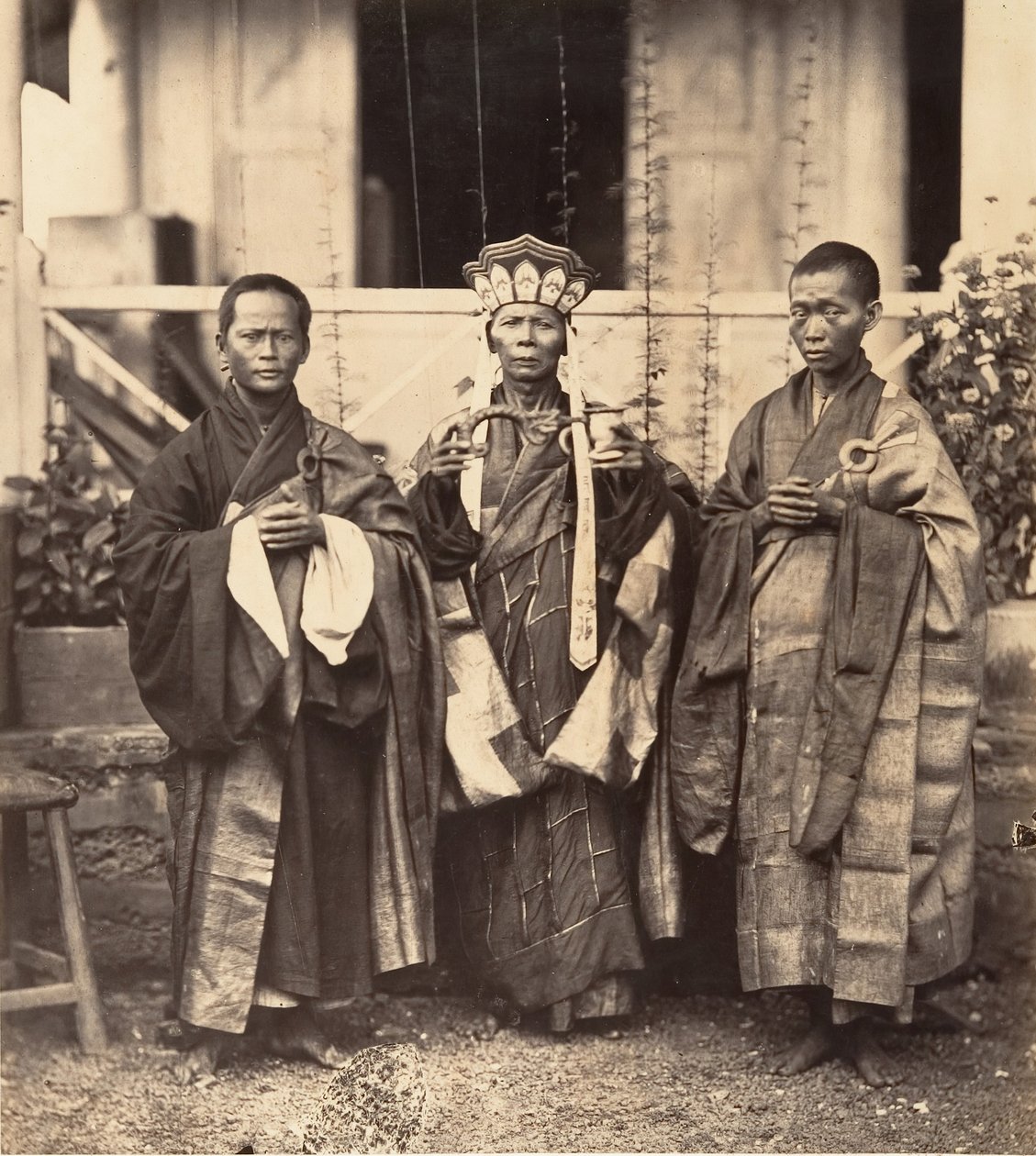 Bonzes of the Chinese Pagoda Cholen, Saigon, Cochinchina, 1866 by Emile Gsell