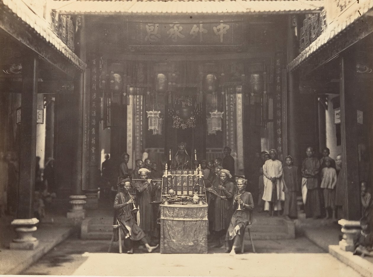 Religious Ceremony in the Chinese Pagoda of Cholen, Saigon, Cochinchina, 1866 by Emile Gsell