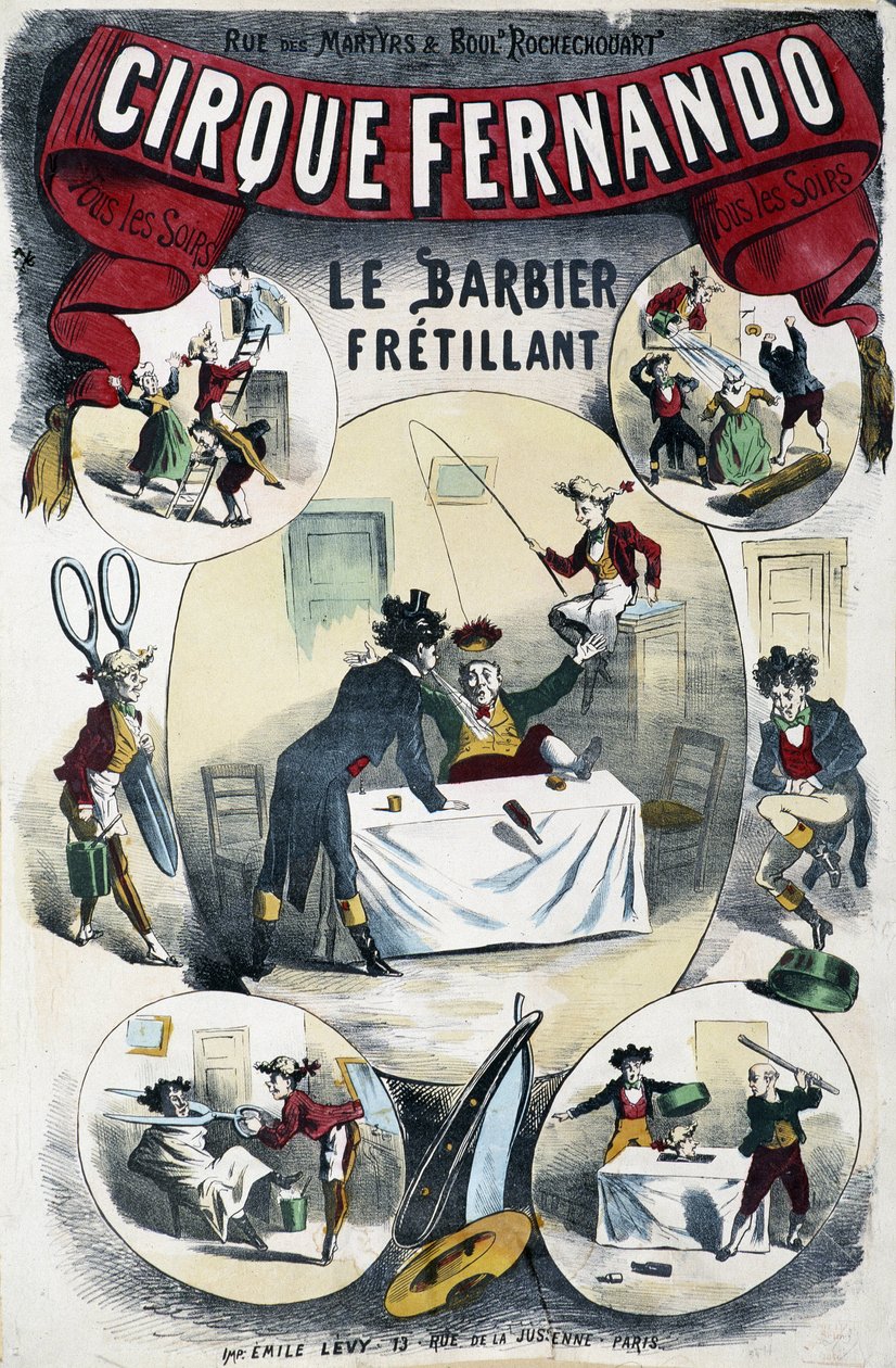 Cirque Fernando: The Writing Barber - Poster by Lévy, late 19th century by Emile Levy