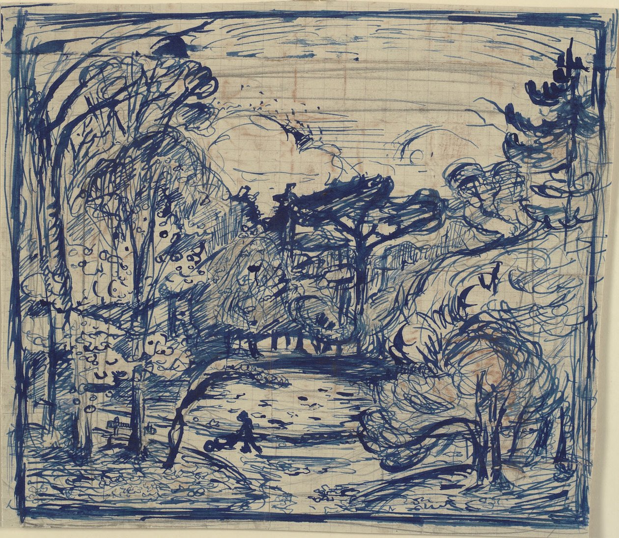 Forest Interior with Woodcutter. La Côte de Grâce, Honfleur. by Emile Othon Friesz