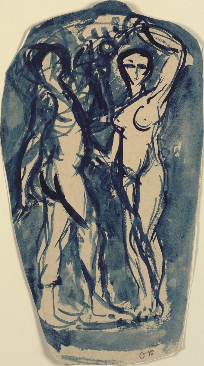 Two Standing, Naked Figures (Adam and Eve?) by Emile Othon Friesz